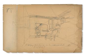 POLITZER, ADAM. Two pencil drawings on paper captioned and initialled by Politzer.  Late 19th/early 20th century